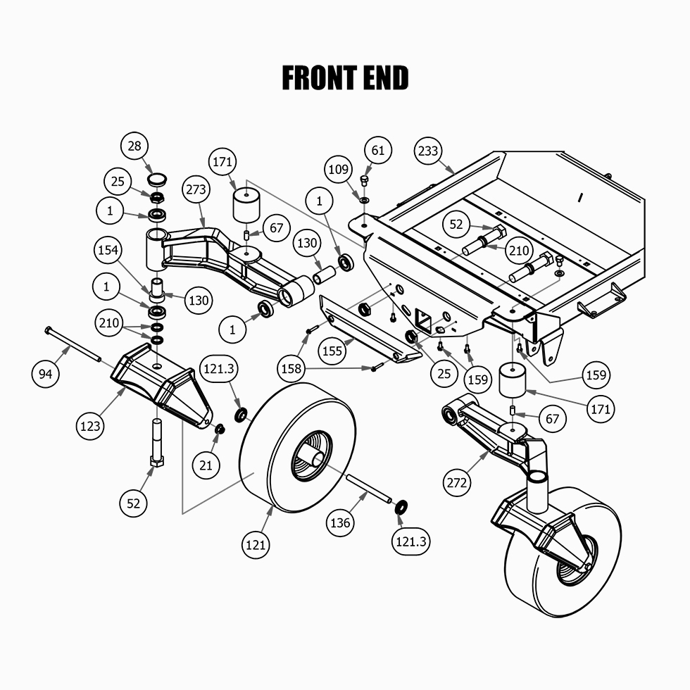 2607 - Bad Boy Mower Parts Lookup > 2021 > Renegade - Diesel > Front End
